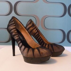 BCBG Pleated Tulle Satin Pumps